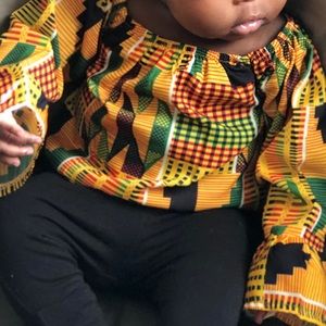 African Print Baby Girl Onesie (6-12mos) 🟡🟢⚫️